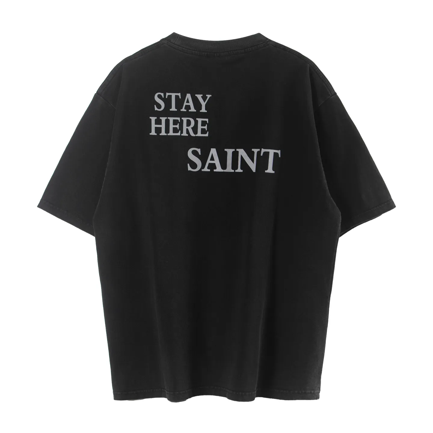 🧸Saint Michael 25SS "STAY HERE" Star Wars co-branded washed short-sleeved T-shirt trendy p136 Style number: 014-2 Size: M-XL 260g high weight pure cotton! Thick and stiff, with invincible texture and high-grade washing and distressing! Soft, retro, comfortable to wear, white ink direct injection process! Clear and breathable, non-sticky and non-cracked. Loose fit, suitable for both men and women to control as they please.